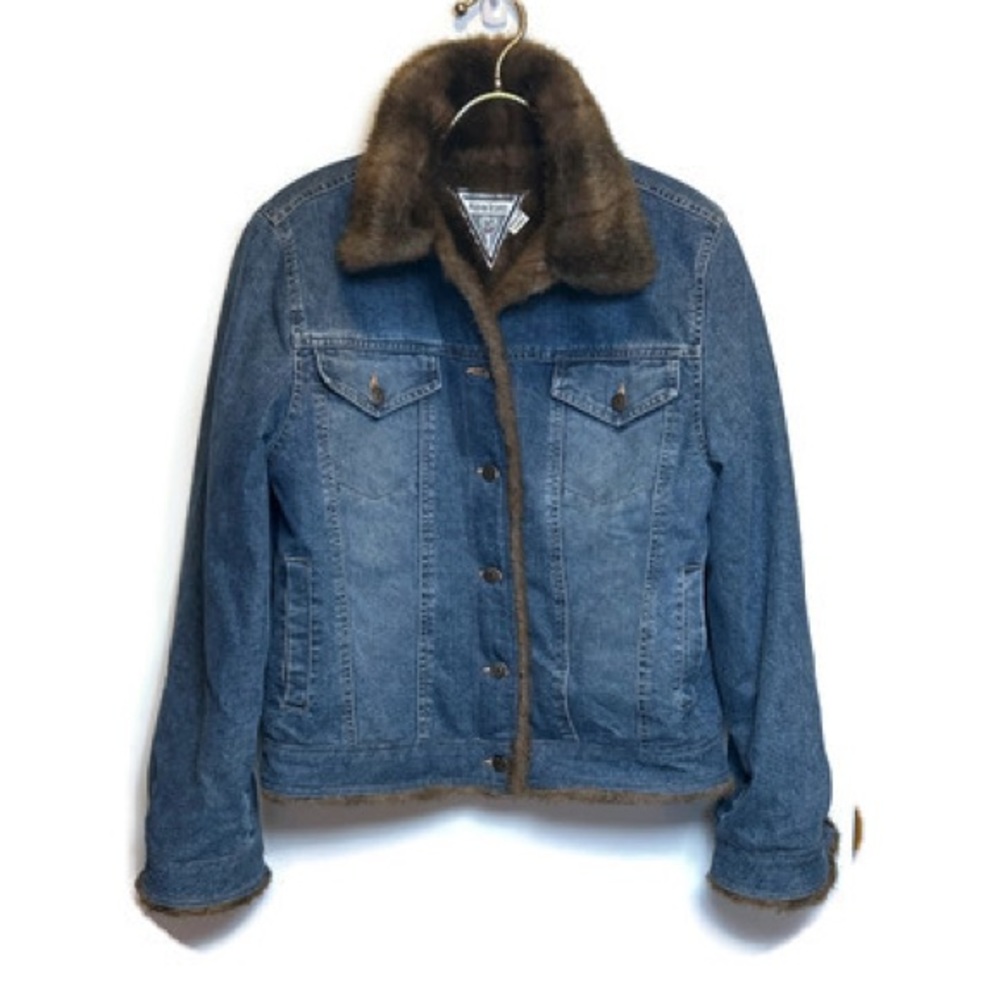 Marvin Richards Denim Jacket with Brown Faux-Fur Collar